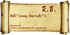 Récsey Bernát névjegykártya